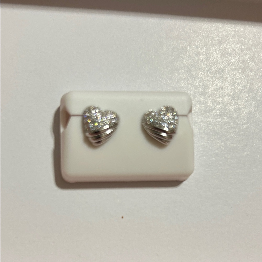 Sparkling Silver Heart Earrings